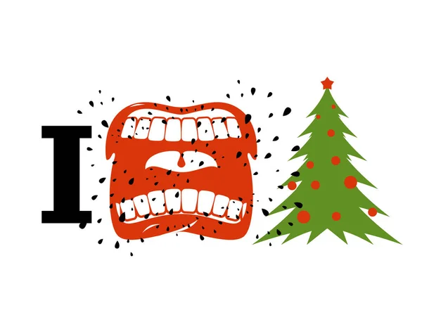 Ich hasse Weihnachten. schreien Symbol des Hasses und Weihnachtsbaum. agg — Stockvektor