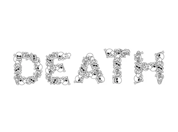 死のタイポグラフィ。骨からの手紙。解剖学の文字。頭蓋骨、 — ストックベクタ