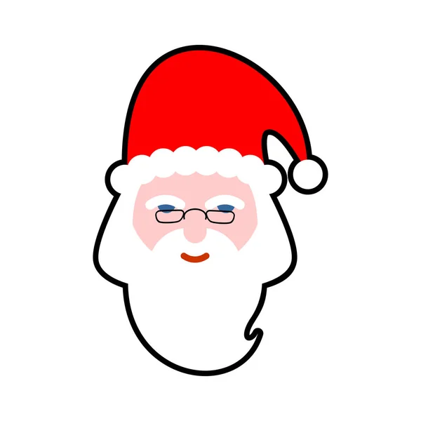 산타 얼굴 격리입니다. 수염 그리고 콧수염입니다. 빨간 모자입니다. 크리스마스 아이콘 — 스톡 벡터