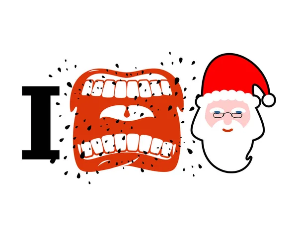 나는 크리스마스를 싫어. 소리 증오 얼굴 산타 클로스의 상징. Aggre — 스톡 벡터