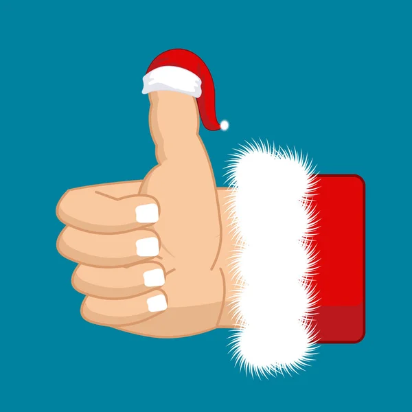 Como Santa. Pulgar hacia arriba. Símbolo bien. gesto de éxito. Chr rojo — Vector de stock