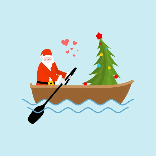 Noel Baba ve Noel ağacına tekne yolculuğu. Noel sürme