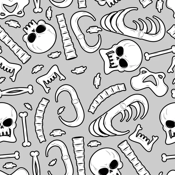 Bones seamless pattern. Skeleton background. Skull ornament. Ana — Stock Vector