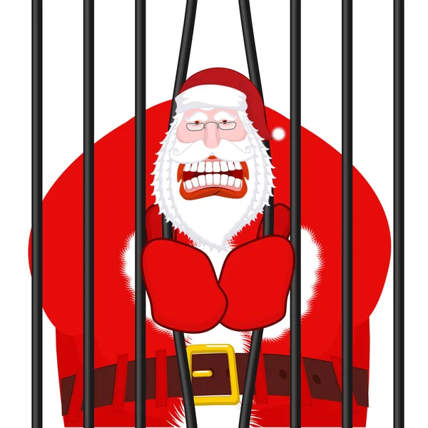 Gánster de Santa Claus. Navidad en prisión. Ventana en prisión con — Vector de stock