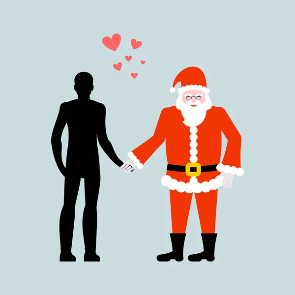 Weihnachtsliebhaber. Mann und Weihnachtsmann. Liebe im neuen Jahr. Liebhaber — Stockvektor