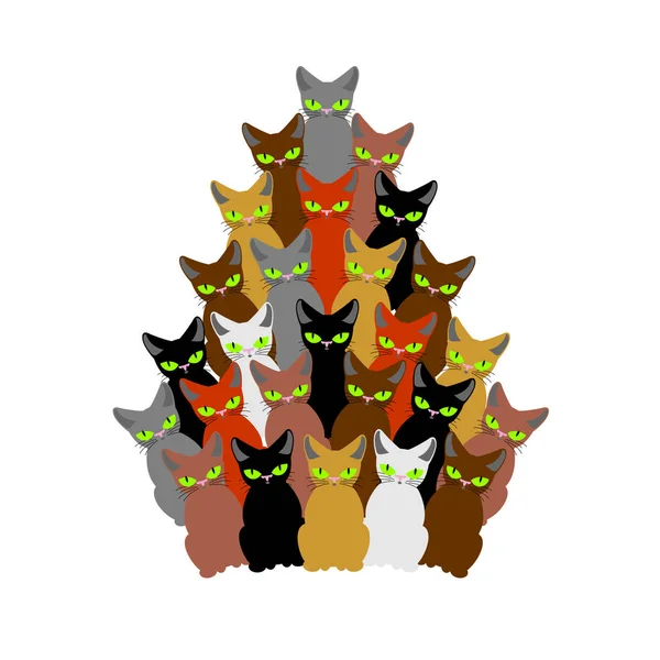 Рождественская ёлка кошек. Елочка домашнего животного. елку от кошки. New Ye — стоковый вектор