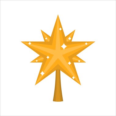 Ağaç için Noel altın yıldız. köknar ağacı izole için dekorasyon. 