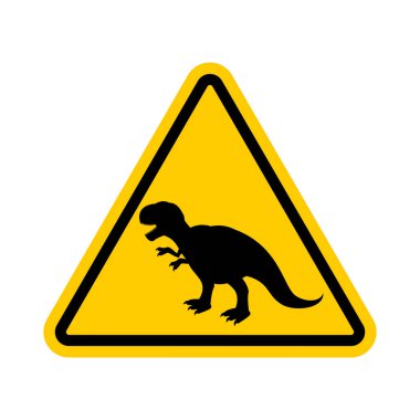 Dikkat dinozor. Sarı yol işaret tehlikeleri. Tarih öncesi öncesi