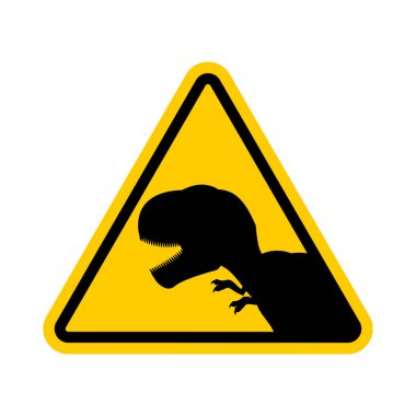 Dikkat dinozor. Sarı yol işaret tehlikeleri. Tarih öncesi öncesi