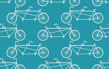 İki kişilik bisiklet seamless modeli. Beyaz Vintage Bisiklet mavi backgro