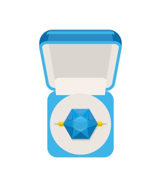 Safir kutusu üst görünümü ile halka. İzole mücevher. pahalı je