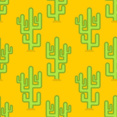 Çöl seamless modeli kaktüs. Sarı vahşi üzerinden büyük peyote