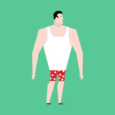 Külot ve izole singlet adam. Yatmadan önce adam. Otobüs