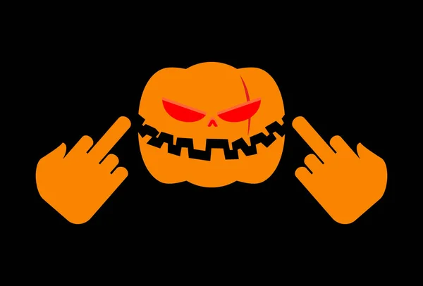 Angry Pumpkin Halloween mostra para foder. Legume agressivo para —  Vetores de Stock