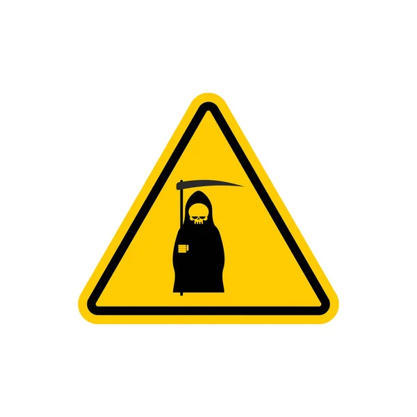 注目の死。黄色の道路標識の危険性。死神 Cautio — ストックベクタ