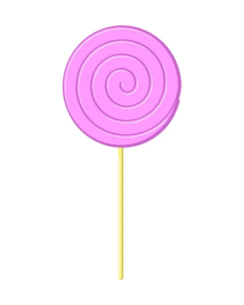 Lollipop pink on stick isolated. Candy on white background. Swee — Stock Vector