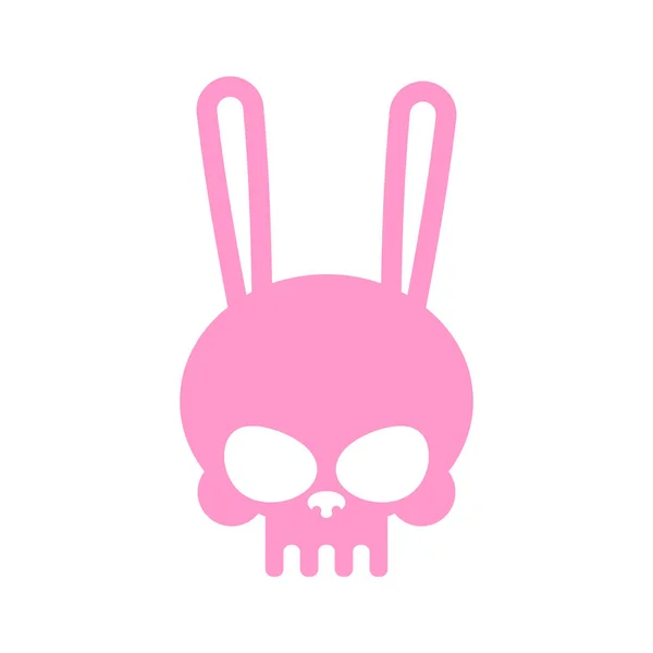 Rabbit skull isolated. Pink hare skeleton head — Stock Vector