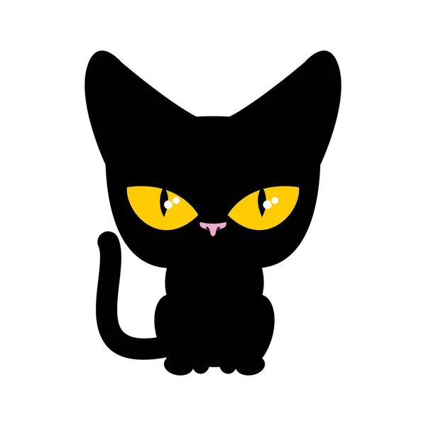 Черный кот изолирован. Домашнее животное на белом фоне — стоковый вектор
