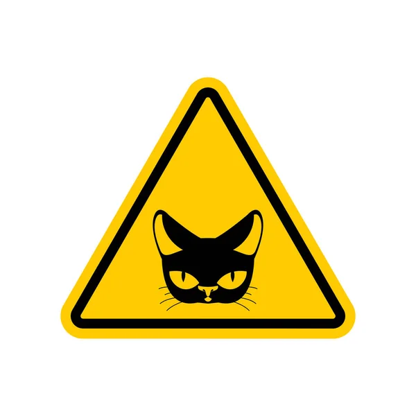 Achtung Katze. Gefahrengelbes Verkehrsschild. Vorsicht bei Haustieren — Stockvektor