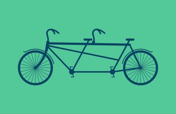Tandemfahrrad isoliert. Oldtimer Fahrrad auf grünem Hintergrund — Stockvektor
