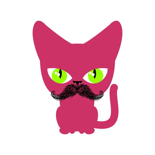 Hipster chat avec moustache isolé. Animaux sur fond blanc — Image vectorielle