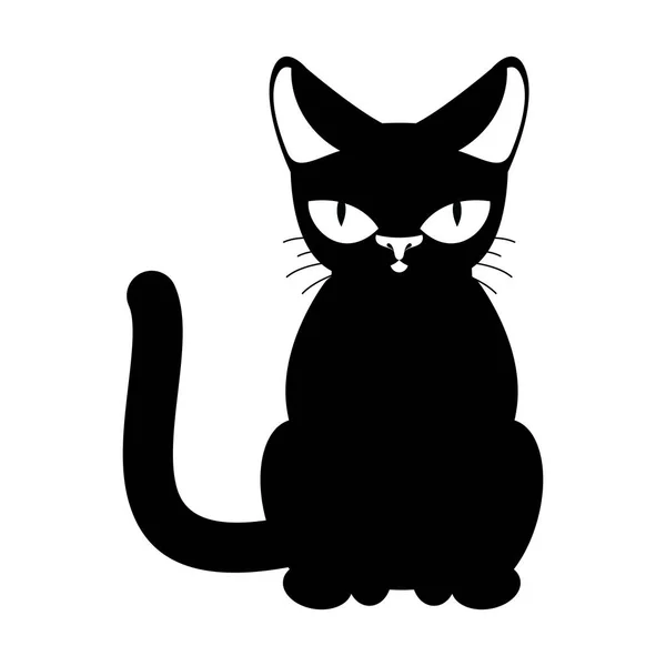 고양이 검은 절연입니다. 흰색 바탕에 애완 동물 — 스톡 벡터