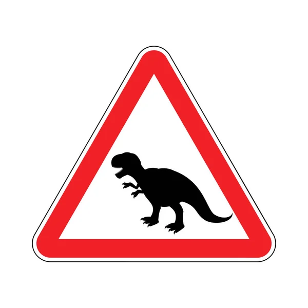 Aandacht dinosaurus. Gevaren van rode verkeersbord. Prehistorische predat — Stockvector