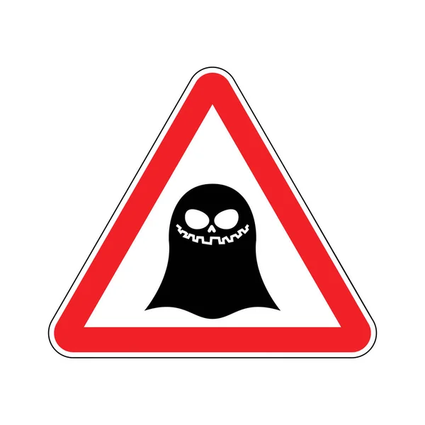 Aufmerksamkeitsgespenst. Gefahren durch rotes Verkehrszeichen. Gespenstische Vorsicht — Stockvektor
