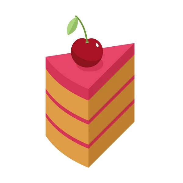 Вишневый пирог кусок с ягодами изолирован. вишневый пирог на белом берегу — стоковый вектор