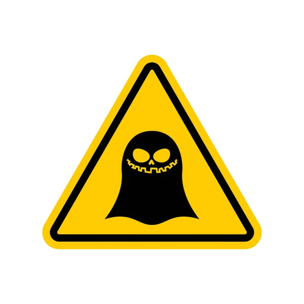 Attention ghost. Dangers of yellow road sign. spook Caution — Stock Vector