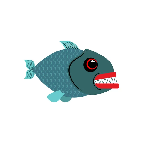 Piranha isolated. See Predatory fish on white background — Stock Vector