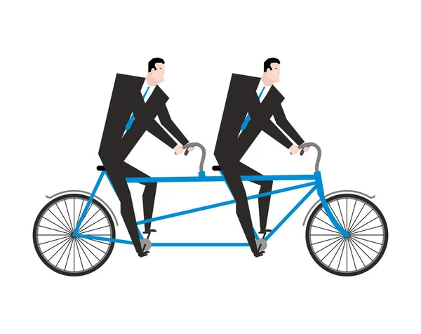 タンデムで実業家。自転車のビジネス チーム。ボスのナビゲーター. — ストックベクタ