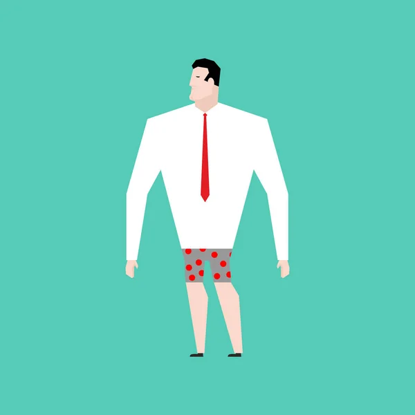 Homme d'affaires nu avec cravate. Une entreprise en faillite isolée. Failli — Image vectorielle