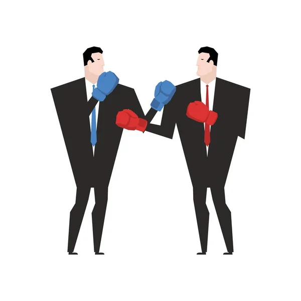 Combat d'affaires. Homme d'affaires avec gants de boxe. Combat de bureau — Image vectorielle