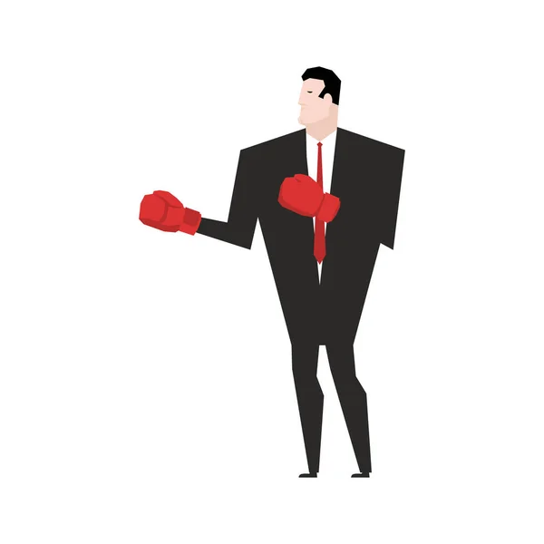 Pelea de negocios. Empresario con guantes de boxeo. Peleas de oficina — Archivo Imágenes Vectoriales