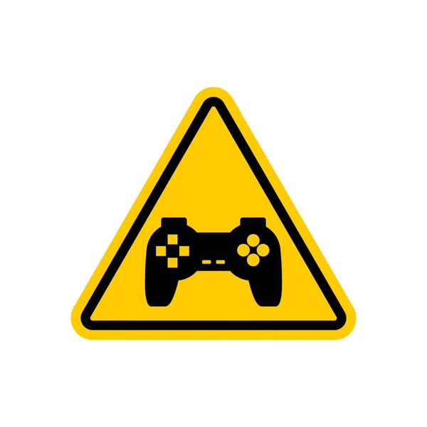 Aandacht videogames. Gevaren van gele weg ondertekenen Gamepad. Caut — Stockvector