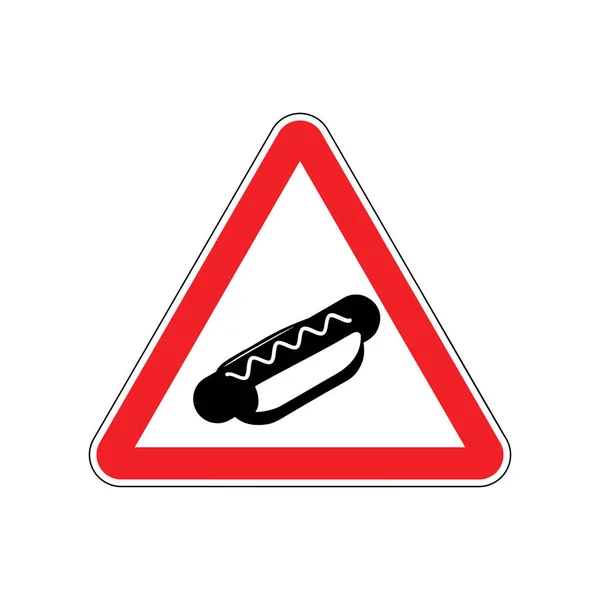 Aufmerksamkeit Hotdog. Gefahren durch rotes Verkehrszeichen. Vorsicht bei Fast Food — Stockvektor