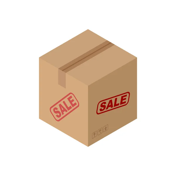Vente Boîte en carton isolée. cas de carton rabais sur blanc b — Image vectorielle