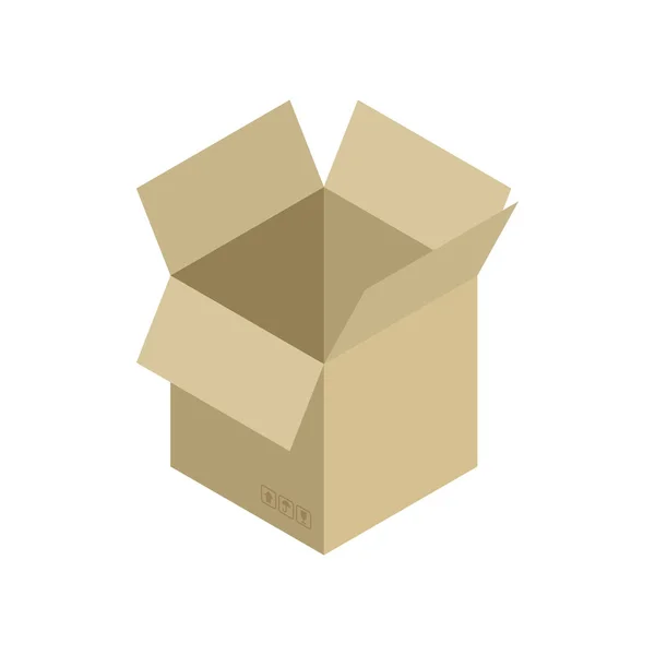 Kartonnen doos open geïsoleerd. Containers voor verplaatsen — Stockvector