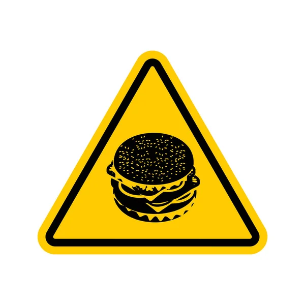 Attention Hamburger. Dangers du panneau jaune. Burger rapide fo — Image vectorielle