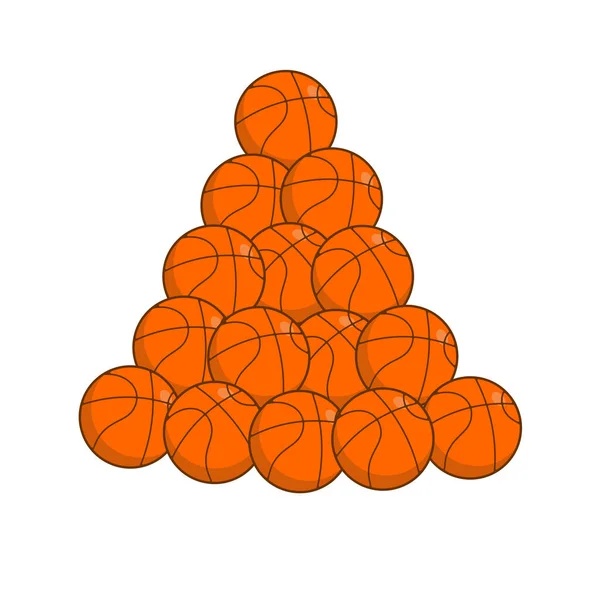 Baloncesto apilado aislado. Lote de bolas para juegos — Vector de stock