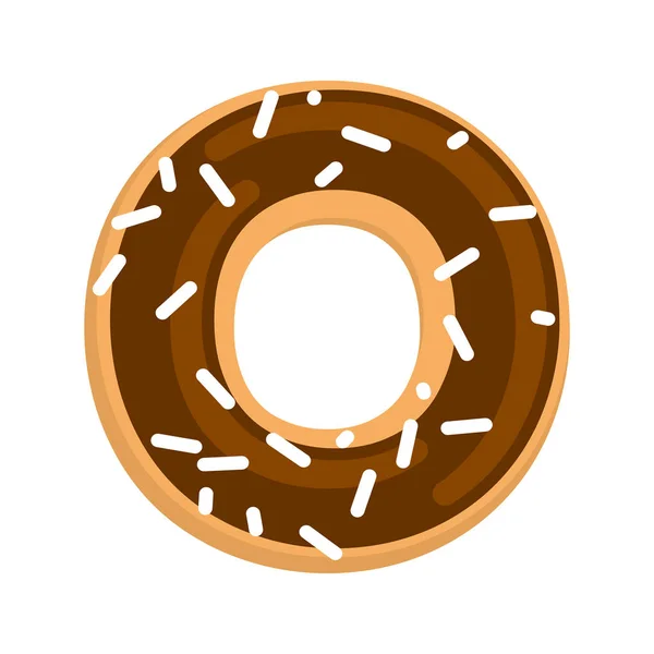 Schokoladen-Donut isoliert. Cruller Glasur und Streuung auf Weiß — Stockvektor