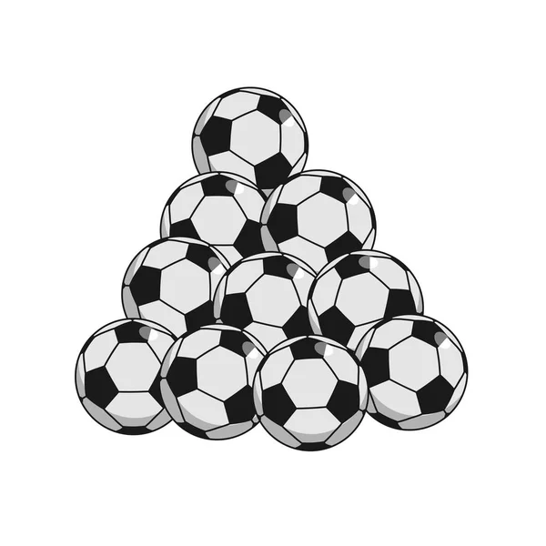 Pelota de fútbol aislada. Lote de pelotas de fútbol para juegos — Vector de stock