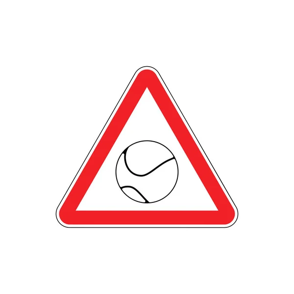 Attention au tennis. Danger panneau rouge. Jeux balle Attention — Image vectorielle