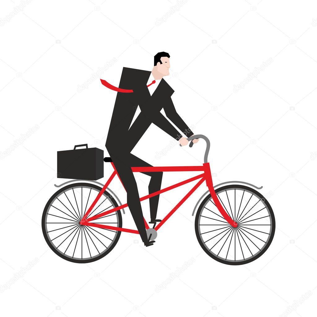 Businessman cycling. boss is on bicycle. Business illustration