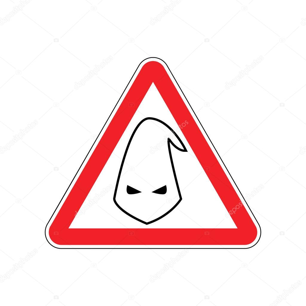 Attention nationalism. Danger of racism red road sign. Ku Klux K