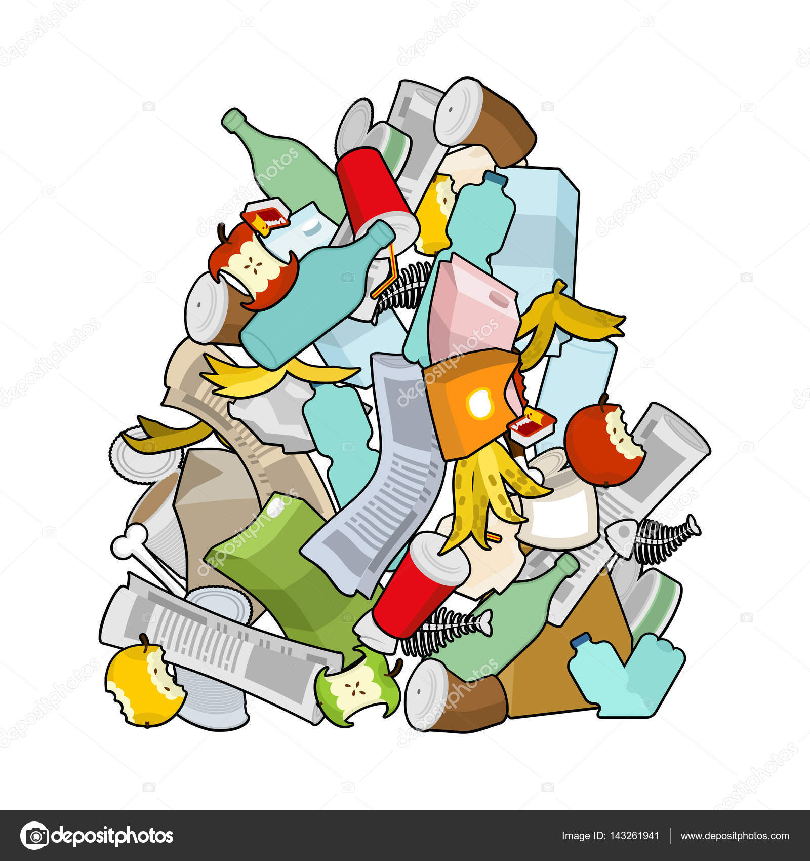 Garbage heap isolated. Pile Rubbish. Stack trash. litter backgr — Stock