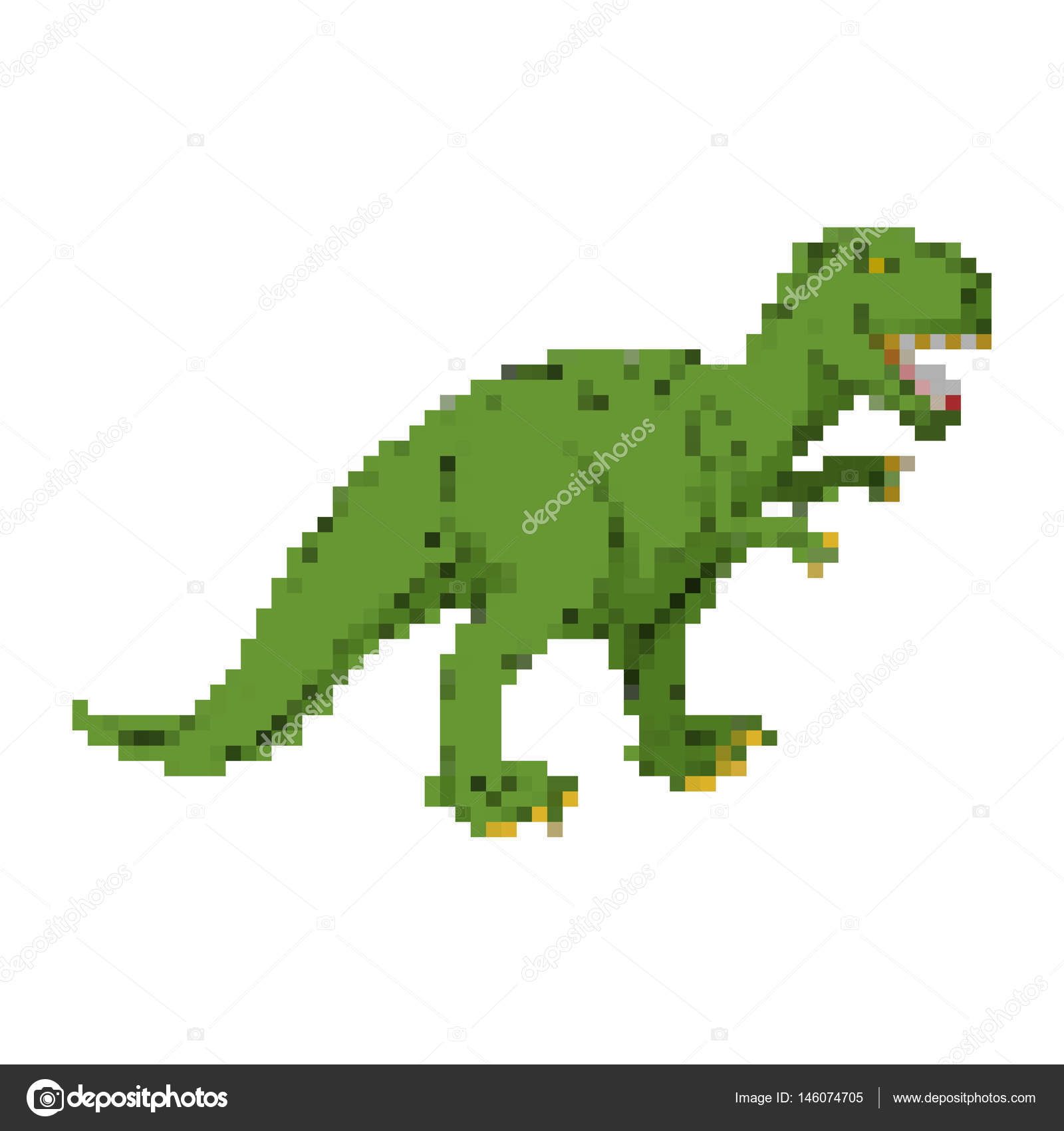 Arte de pixel de dinossauro. Tiranossauro pixelizado. Dino jogos retro. 8.  imagem vetorial de MaryValery© 146074705