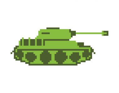 Tank piksel sanat. pixelatedl askeri bir makinedir. Savaş taşıma
