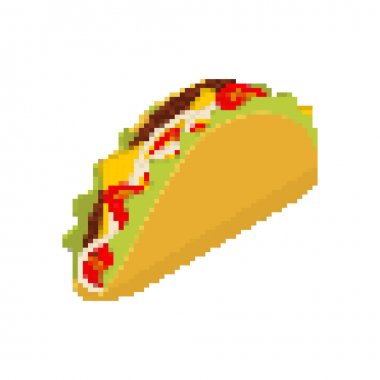 Taco piksel sanat. Taco pixelated vardır. Meksika Fast Food isolat olduğunu